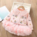 Girls' cardigan sweater princess dress two-piece set - puffy skirt autumn/winter new korean style knitted cardigan outfit for baby girls