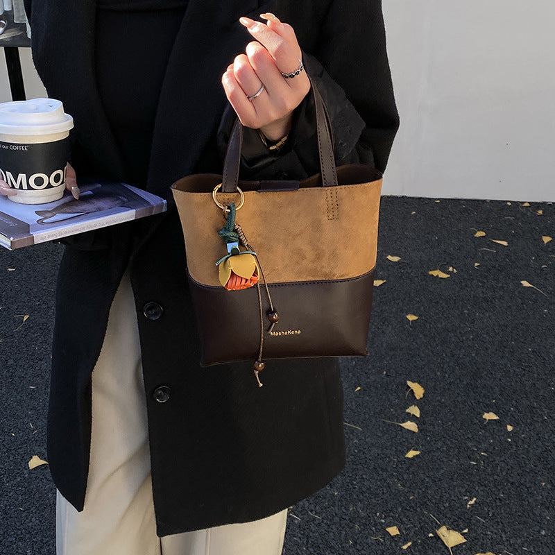 satchelpatchwork bag for women new arrival 2025 super popular large capacity shoulder bucket bag retro niche crossbody bag
