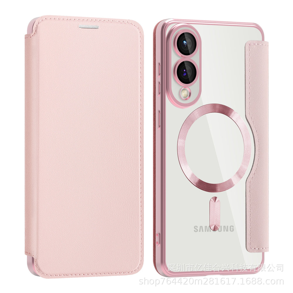 Suitable for samsung s26plus business flip gold shield magnetic leather case s23 mobile phone case s24ultra sheath a07