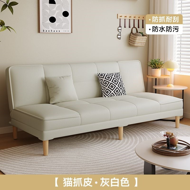 Cat scratch leather sofa rental room small apartment foldable modern simple sofa bed dual-purpose economical factory direct sales