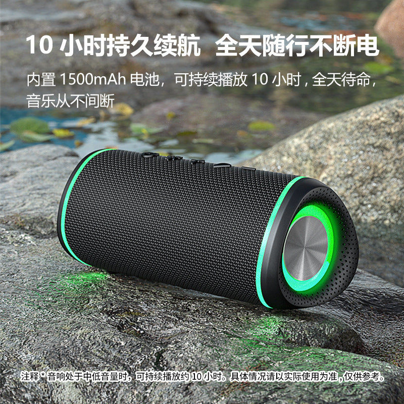 2026 new wireless bluetooth speaker with rgb lighting, deep bass, high power, outdoor portable fabric waterproof sound system