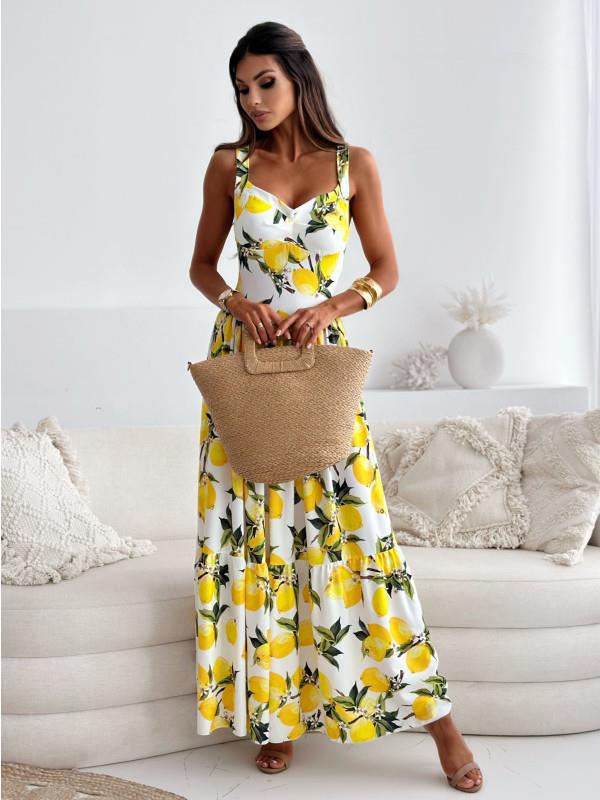 ,  new, sweet suspender print halter dress, long dress