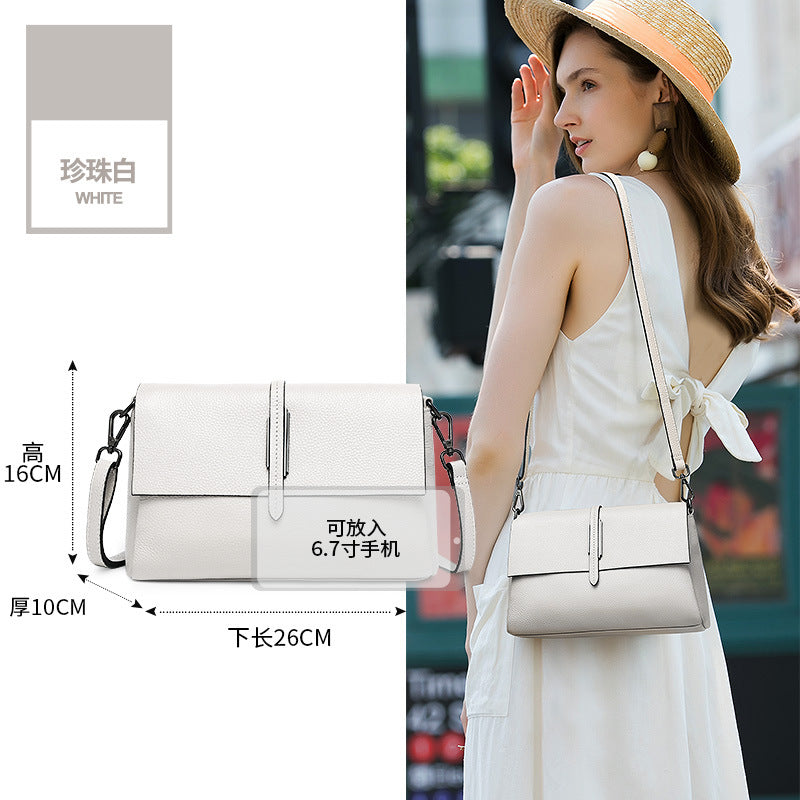 Fashion leather messenger bag women's 2025 new versatile cowhide small square bag large capacity casual lightweight shoulder bag small
