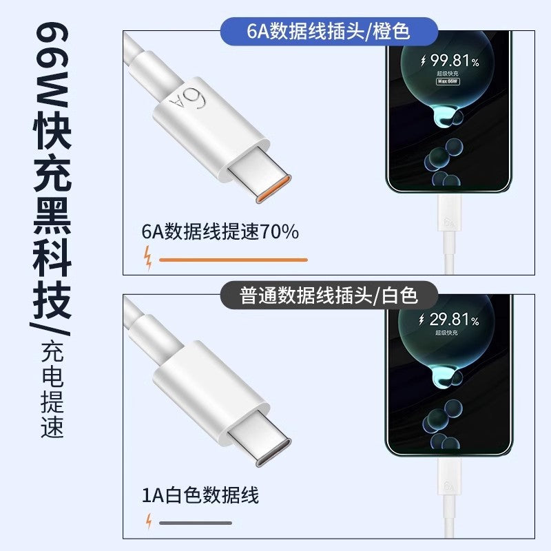 Suitable for huawei 66w charger set: type-c fast charging data cable, fully compatible with 6a supercharge, certified fast charging adapter