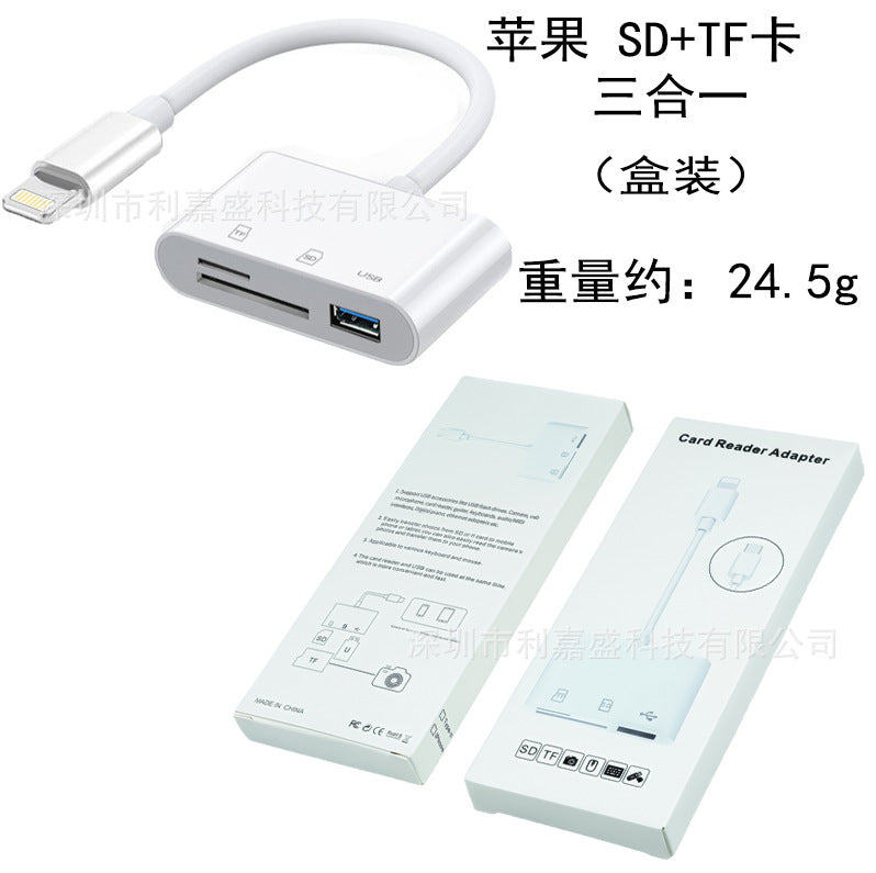 Type-c phone sd card reader, compatible with apple 15, otg adapter cable, tf memory card storage, usb 2-in-1