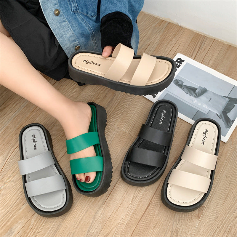 Women's double strap sandals - 2024 summer new arrival - outdoor beach thick sole slides - wholesale breathable lightweight sandals