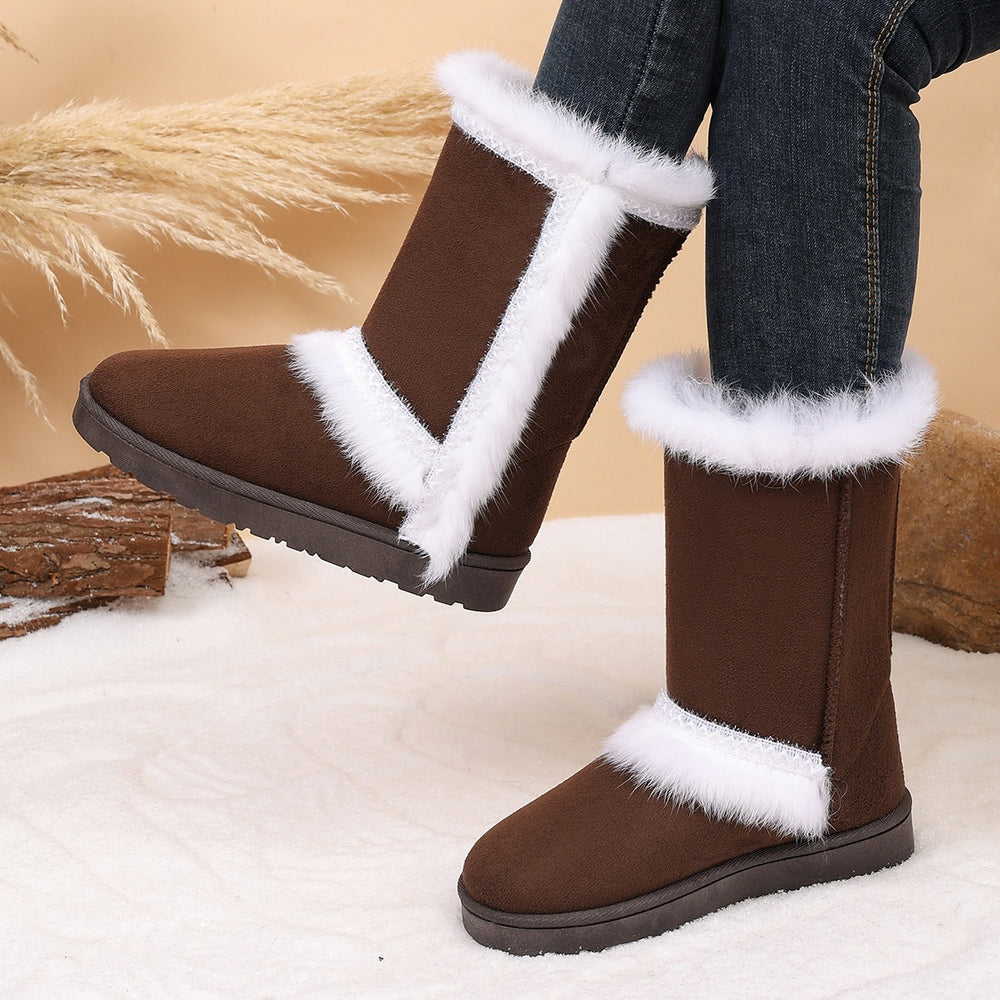 Exportthick sole snow boots fur all-in-onewinter style fleece-linedthickenedpetitesheattechnortheast cotton shoes knee high boots