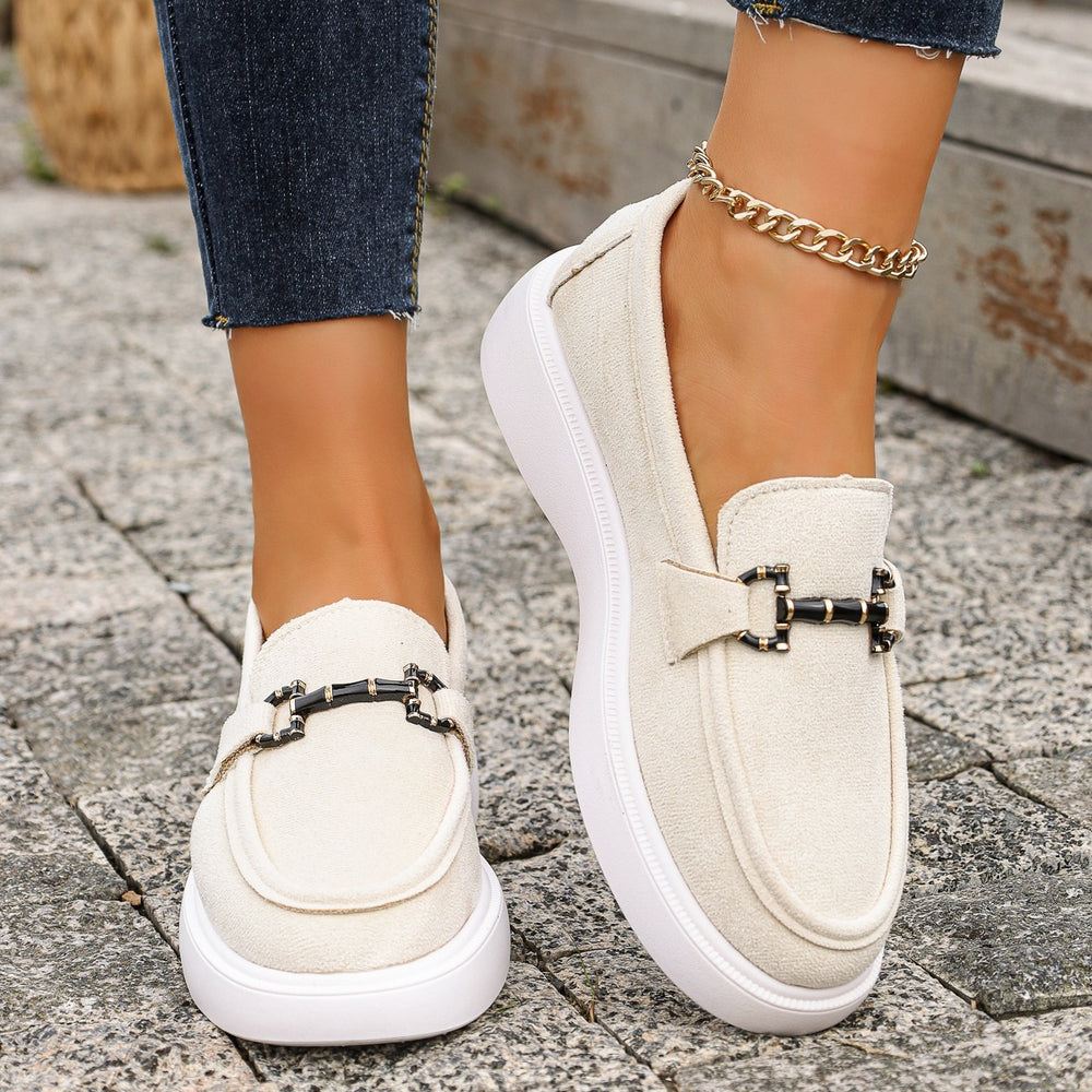 Women's loafers for export: new spring/summer  collection - british style slip-on flats with metal buckle, plus size moccasins