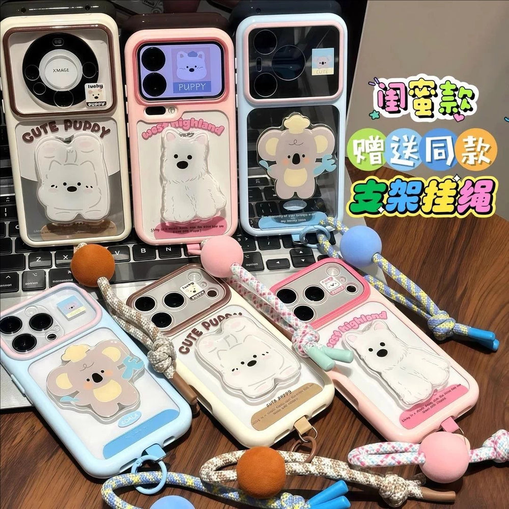 3d west highland white terrier koala sticker decal for apple iphone 17 pro case, soft and cute girly iphone 18 protective cover