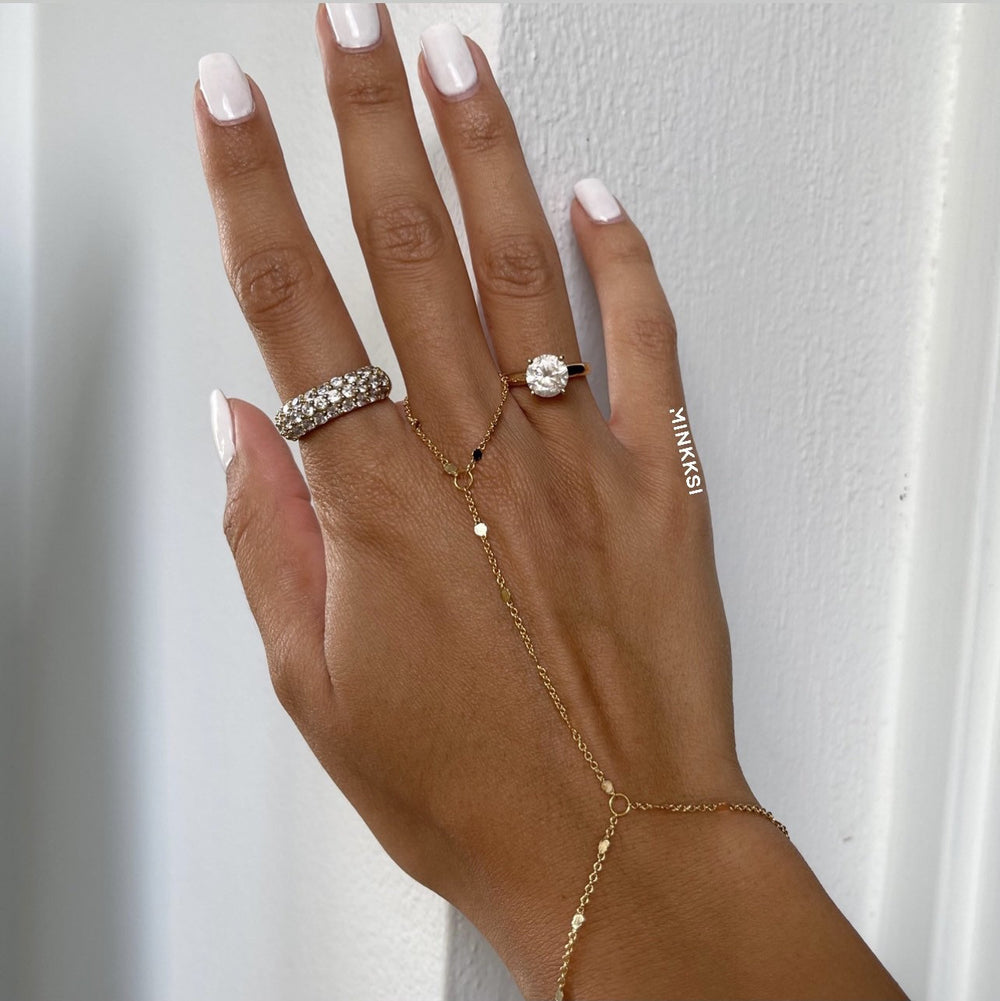 fashion ins style finger chain small disc ring chain stainless steel bracelet stylish trendy jewelry wholesale for women
