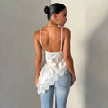 European and american style  spring/summer new sexy & sweet hot girl lace trim camisole low-cut backless t-shirt