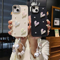 Suitable for apple 16pro metal photo frame pearl heart mobile phone case iphone7p/xr pure color protective cover