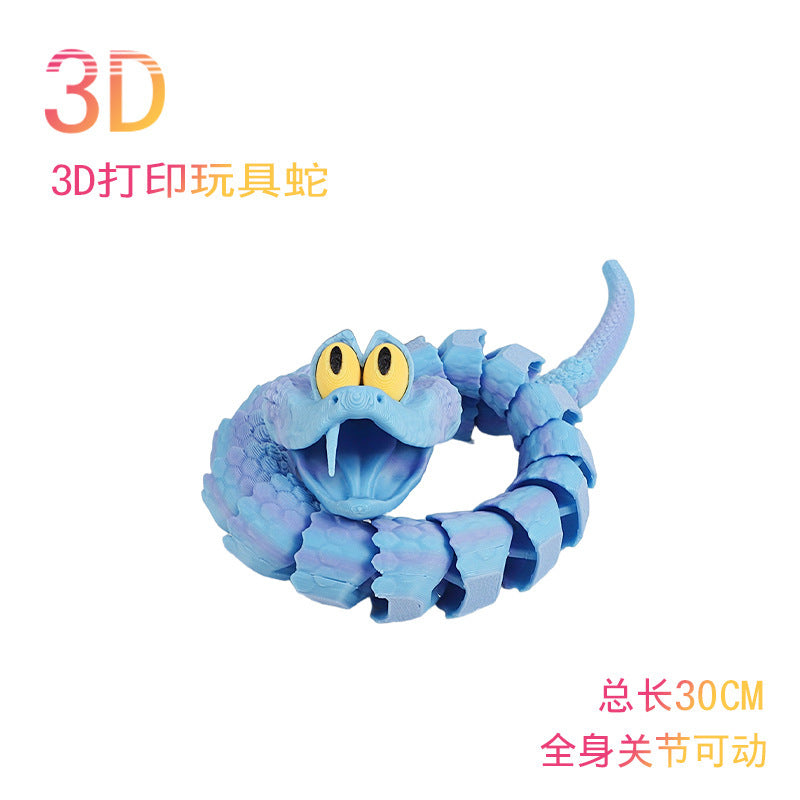 Kids' zootopia inspired gary the snake 3d printed figurine - articulated joints, stress relief, prank toy for boys