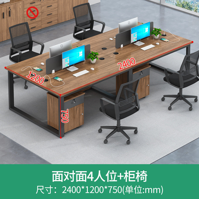 Employee desk set, 4-seat open modern office desk and chair combination, 2/6 person e-commerce workstation
