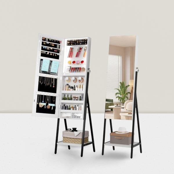 Solid wood floor-to-ceiling full-length mirror full-length mirror cabinet multi-functional bedroom rotating jewelry storage fitting mirror home