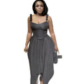 European and american cross-border women's fashion:  spring new arrival - elegant designer camisole top and asymmetrical midi skirt set