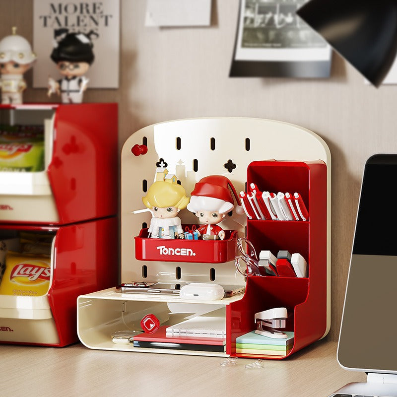 Hole plate storage box Home shelf High value student desktop Large capacity pen holder Stationery finishing storage box