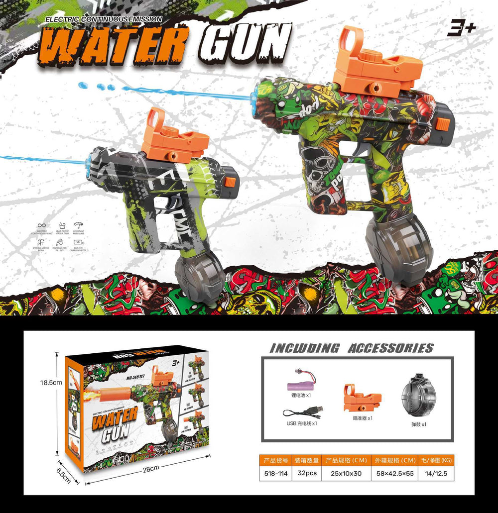 hot-selling uzi kids electric water gun toy large capacity reloading continuous water spray water fight toy wholesale