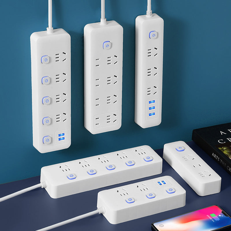New national standardfor home socket plug strip long cable usb strip with switch multi-function multi-hole plug-in board drag strip