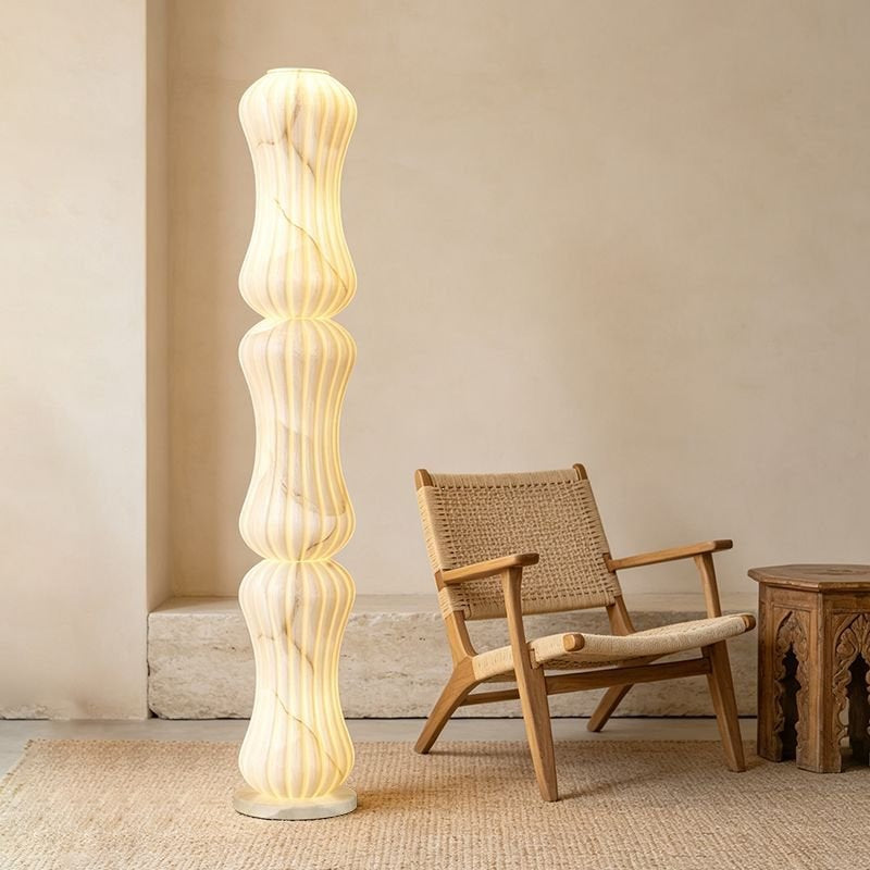 Imitation marble cream style vertical floor lamp hotel b&b decorative lamp scandinavian house elegant small waist floor lamp