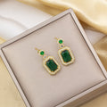 Tz-8235 gold green earrings