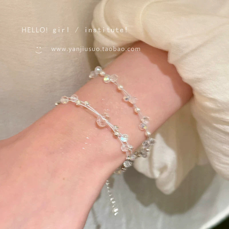 Summer light luxury double-layer crystal bracelet for women, 2026 new arrival, exquisite and sophisticated handmade bracelet with unique design