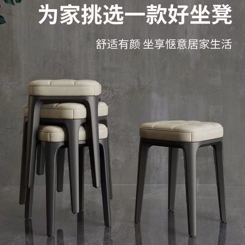 Stackable dining table and stool, modern casual bar back chair, for home scandinavian plastic dining chair, soft bag makeup stool