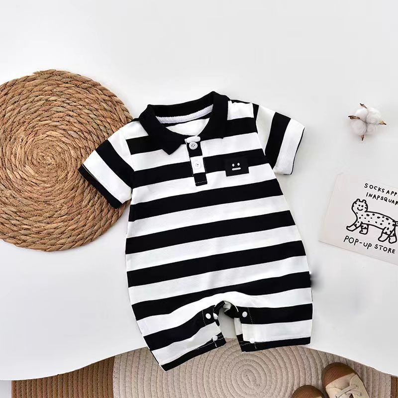 Newborn baby summer romper - full month celebration bodysuit - unisex short sleeve lightweight summer outfit for newborns - baby onesie
