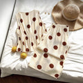 cross-border fashion summer casual vacation women's cute beige two-piece sleeveless polka dot tie-up top and pants set