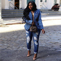 spring new european and american style slim-fit double-breasted denim blazer with lion lapel and button closure