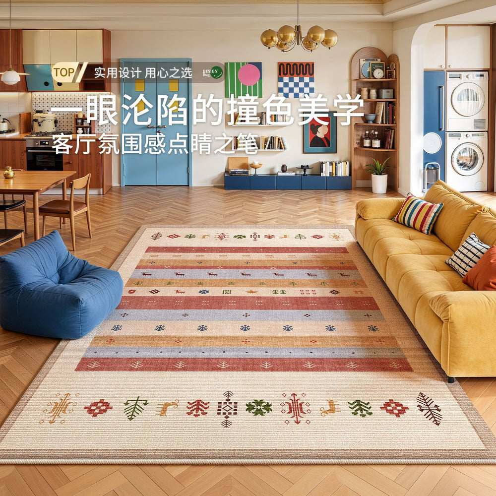 Carpet living room dopamine american retro medieval style 2026 new no-wash and wipeable sofa floor mat waterproof and anti-fouling