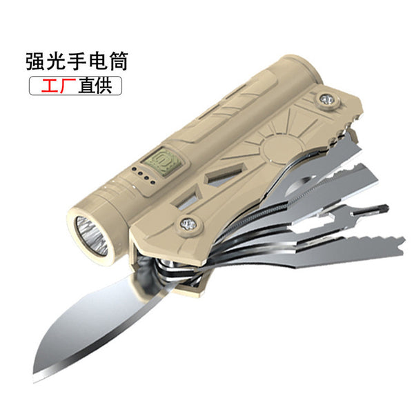 New multi-function bright LED power display light, outdoor strong light carrying large-capacity power bank folding flashlight