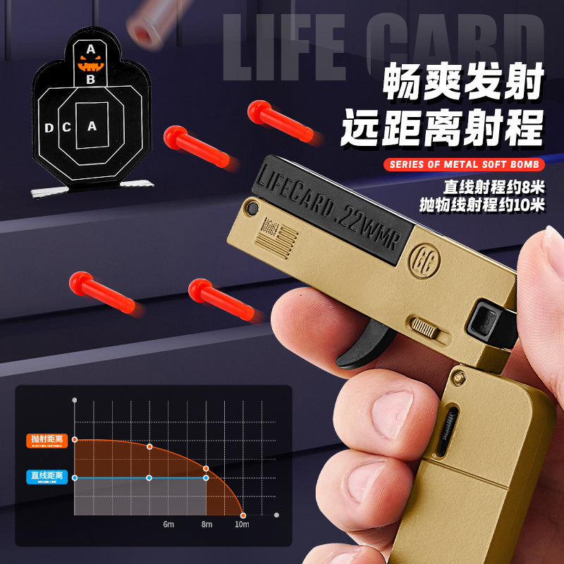 new arrival alloy folding spray life card toy gun can launch soft bullets security pistol kids boys