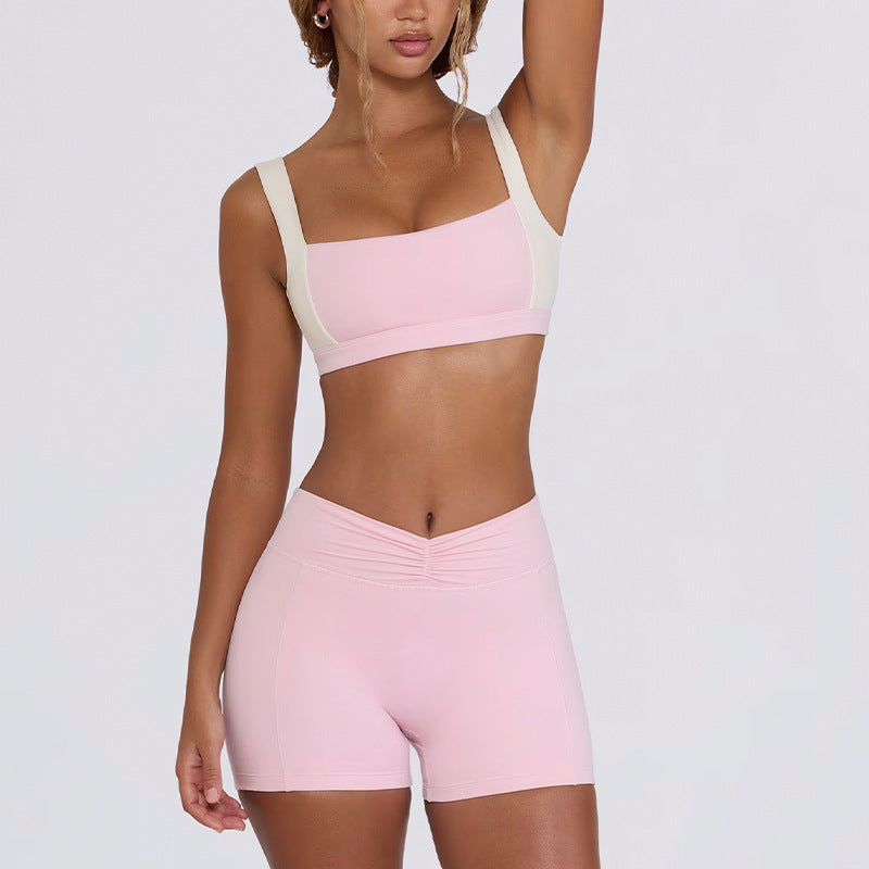 butt lift, tummy control, slimming look chest pad, running fitness shorts, halter sports intimates bra, yoga wear suit for women
