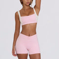 butt lift, tummy control, slimming look chest pad, running fitness shorts, halter sports intimates bra, yoga wear suit for women