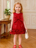 new arrival: sweet girls' big bow beaded cake vest dress