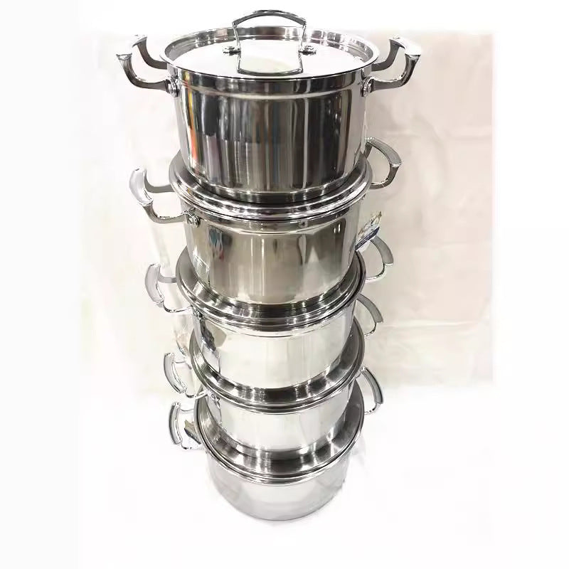 Set pot factory direct salesexport5pcs straight stainless steel pot 22cm, 24cm, 26cm, 28cm, 30cm