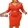new african cross-border fashion: women's short-sleeve, bodycon, beaded, professional-style dress