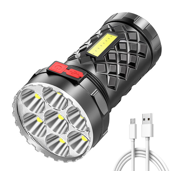 New small flashlight 7LED outdoor home portable charging with COB side light strong light flashlight