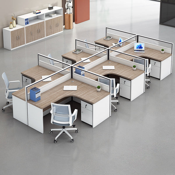 Strictly selected staff office desk and chair combination, simple and modern staff computer desk work L-shaped screen card seat furniture factory