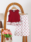 Kids clothing cross-border exclusive for european and american girls new arrival kids red sleeveless tops + whitepants