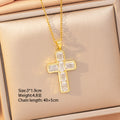 [titanium steel] fashion popular copper inlaid zirconium cross necklace high-end accessible luxury fashion stylish clavicle chain jewelry