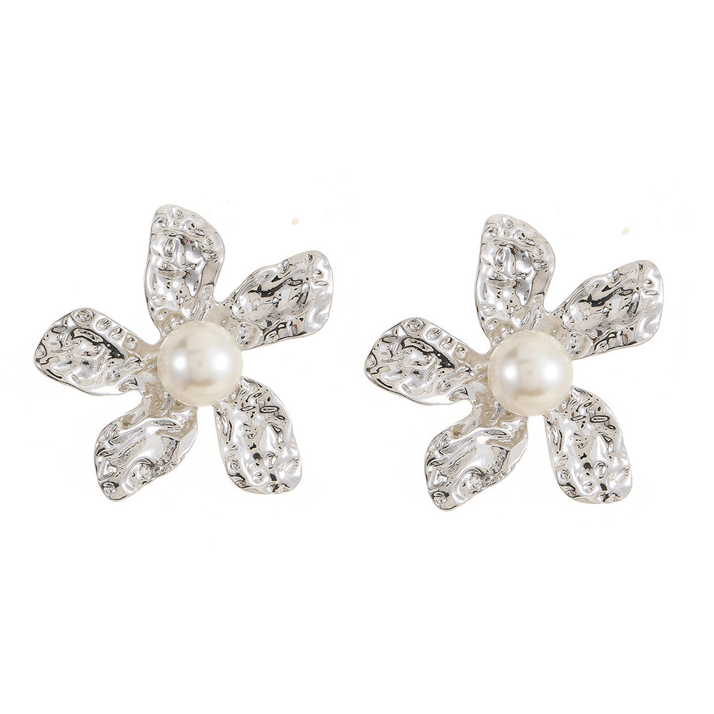 European and american cross-border metal lava flower earrings - luxury, high-end, niche design, fashionable and versatile earrings wholesale
