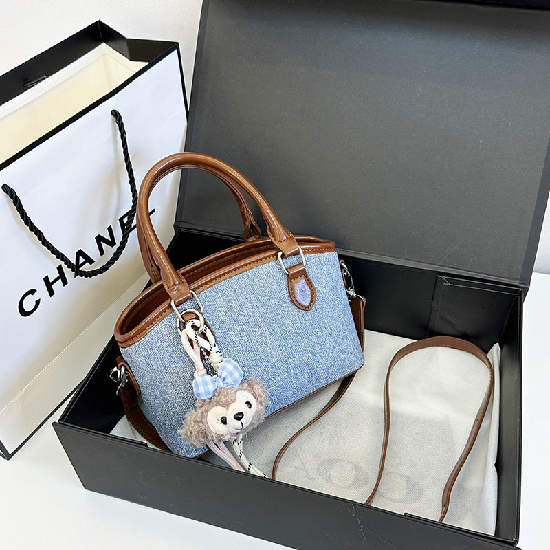 Cross-border this year's popular bag women's 2025 retro color matching texture hand bag foreign style commuting shoulder messenger bag