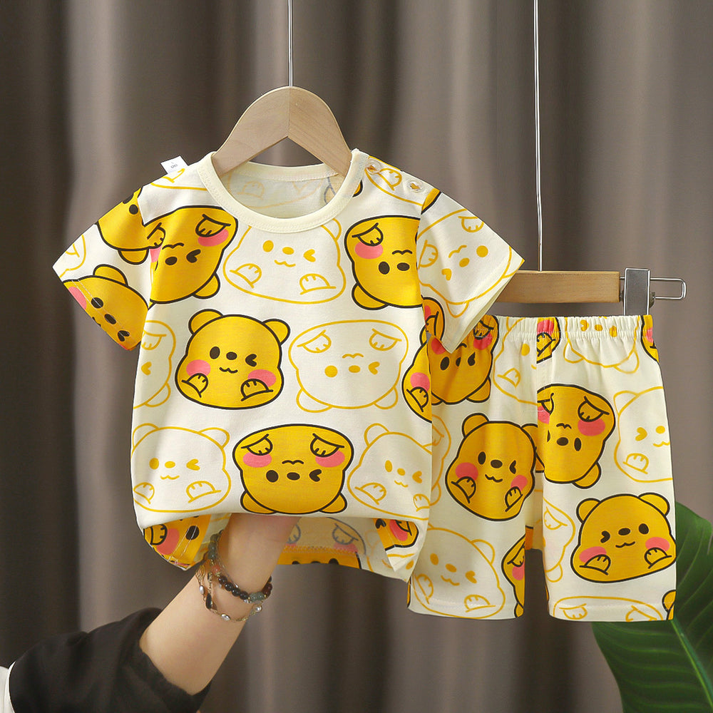 Summer children's clothing set: pure cotton t-shirt & underwear for boys and girls, baby & infant short-sleeve tee and shorts - dropshipping available