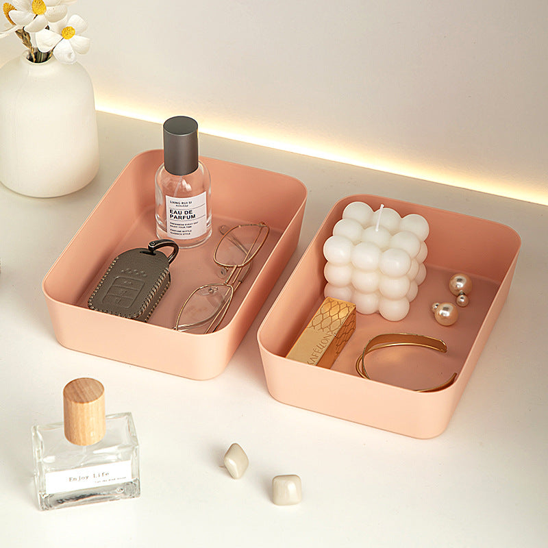 Entry entrance storage box Square plastic box Desktop uncovered earphone key Perfume finishing storage box can be stacked