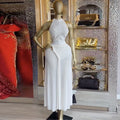 European and american cross-border women's fashion:  summer new arrival - sexy and elegant halter neck sleeveless ruched bodycon midi dress