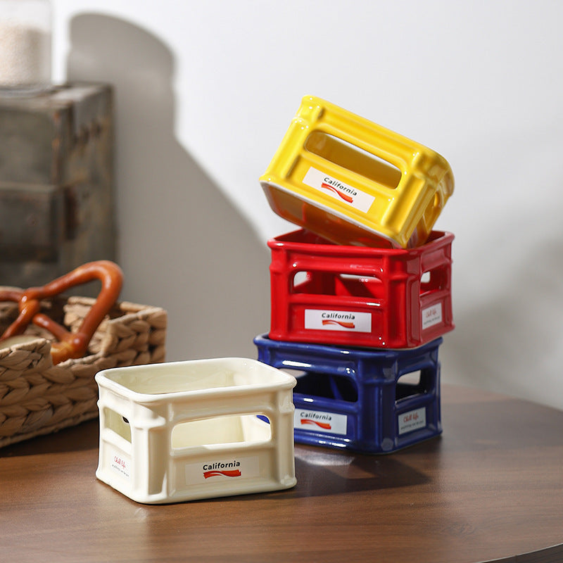 陶瓷薯条碗高颜值网红爆米花零食碗创意小吃筐家用水果碗造型碗篮