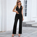 Fashion cross-border export  new style washed american fashion v-neck sleeveless vest pants two denim suit