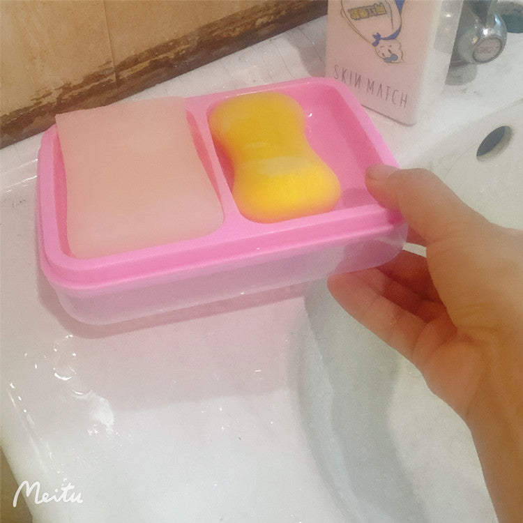 Soap Box Soap Box Household Double Grid with Cover Integrated Double Layer Drain Waterproof Bathroom Creative Soap Box Large